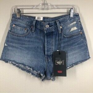 Levi's Premium Big E 501 Micro High Rise Super Short Button Fly Jean Shorts 29